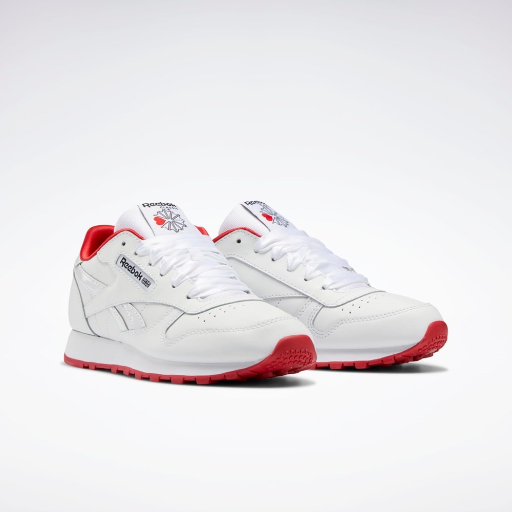 Reebok Classic Leather Shoes - Grade School Hvide Hvide Rød | HMP380749