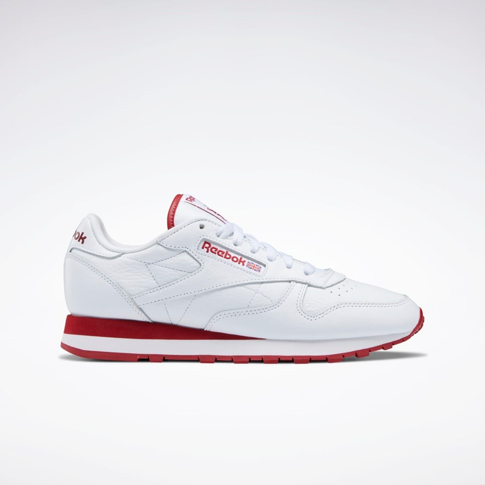 Reebok Classic Leather Shoes Hvide Rød Hvide | YPX065871