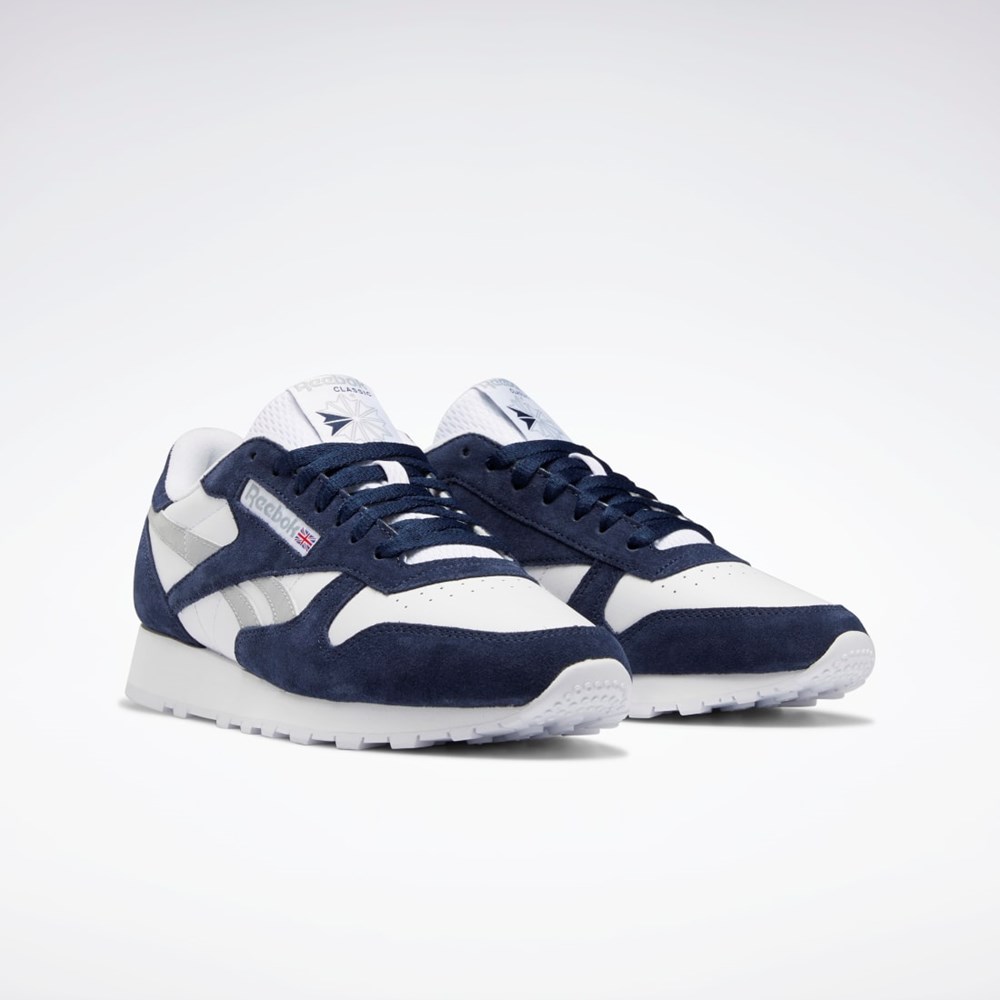 Reebok Classic Leather Shoes Mørkeblå Hvide Grå | CKA769813