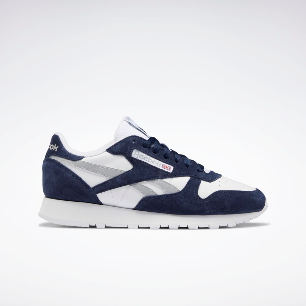 Reebok Classic Leather Shoes Mørkeblå Hvide Grå | CKA769813