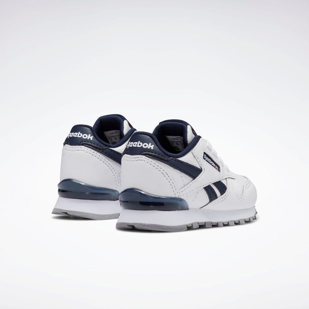 Reebok Classic Leather Step 'n' Flash Shoes - Toddler Hvide Hvide Mørkeblå | XRM042683