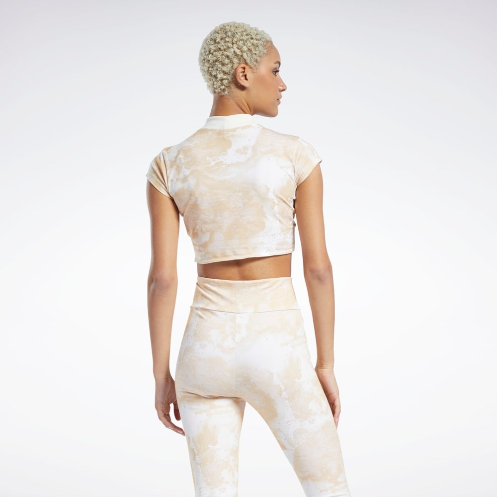 Reebok Classics Cloud Splatter-Print Kort Sleeve Cropped T-Shirt Stucco | NOR309486