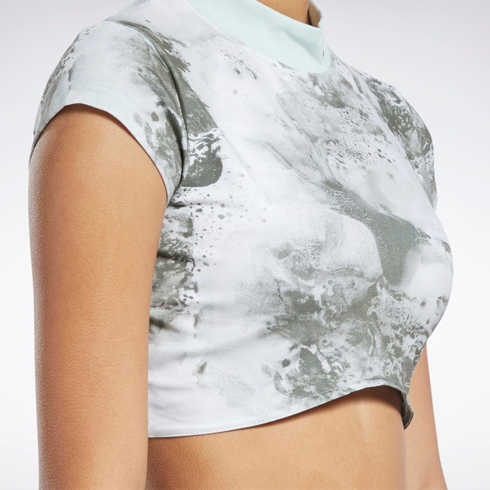 Reebok Classics Cloud Splatter-Print Kort Sleeve Cropped T-Shirt Lyse | YRK258916