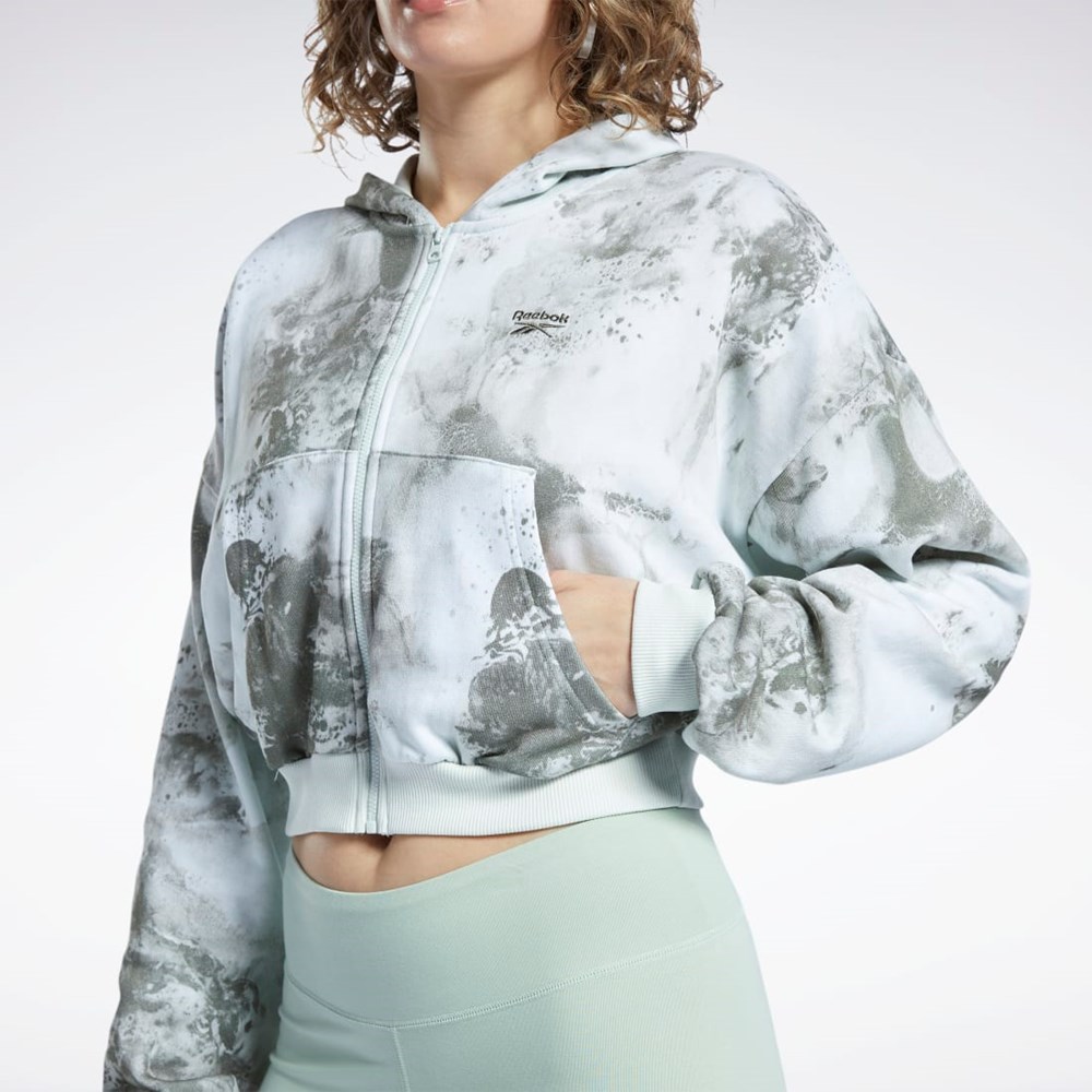 Reebok Classics Cloud Splatter-Print Zip-Up Sweatshirt Lyse | DWN480125