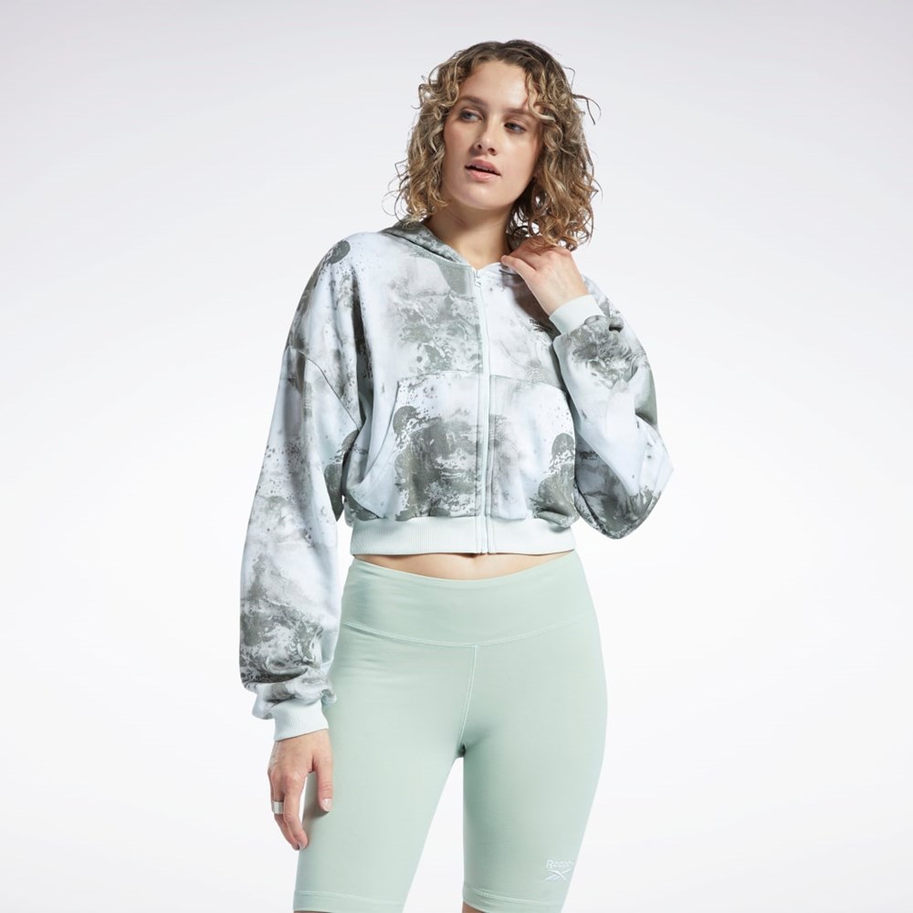 Reebok Classics Cloud Splatter-Print Zip-Up Sweatshirt Lyse | DWN480125