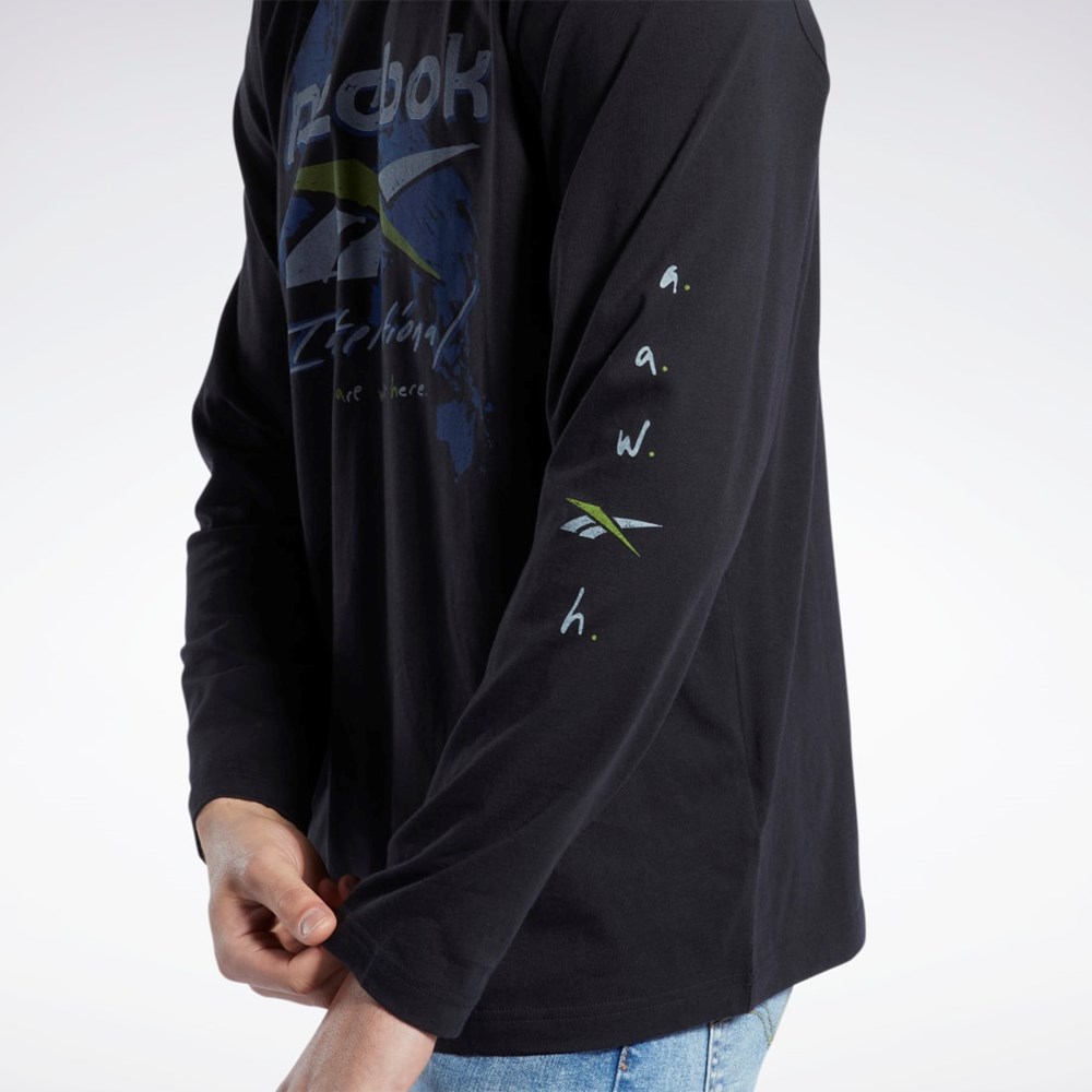 Reebok Grafisk Series Pre-Season Long Sleeve T-Shirt Sort | FDX473928