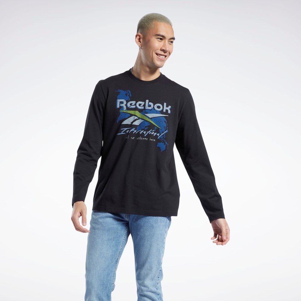 Reebok Grafisk Series Pre-Season Long Sleeve T-Shirt Sort | FDX473928