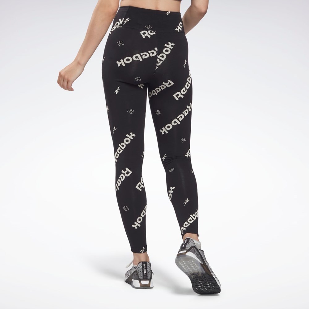 Reebok Identity Bomulds Printed Leggings Sort | KTN684297