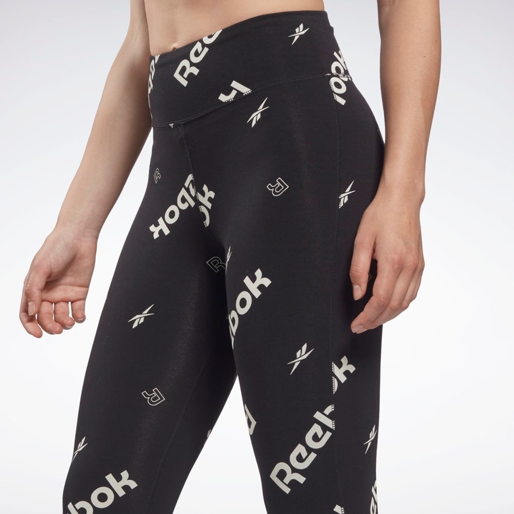 Reebok Identity Bomulds Printed Leggings Sort | KTN684297