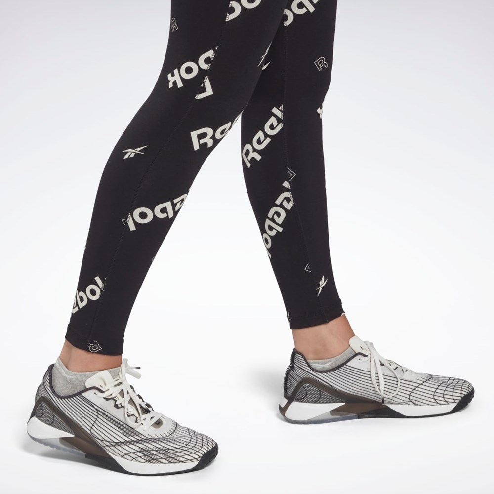 Reebok Identity Bomulds Printed Leggings Sort | KTN684297