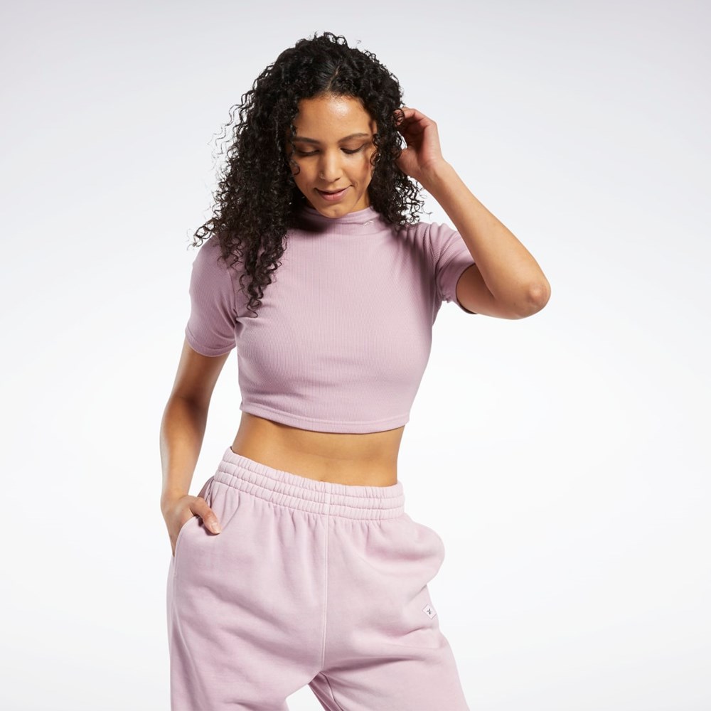 Reebok Kort Sleeve Rib Tight Shirt Infused Lilac | BYR530618