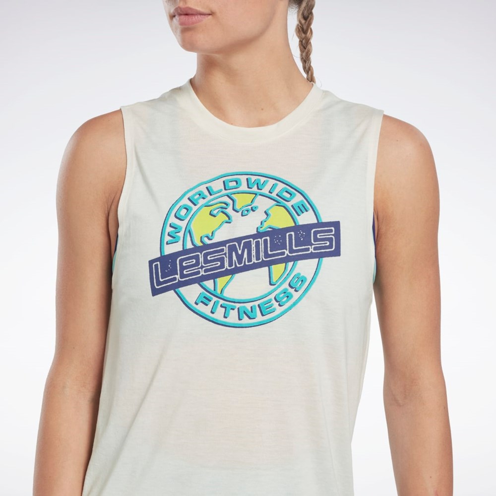 Reebok Les Mills® Grafisk Muscle Tank Top Hvide | ADF378409