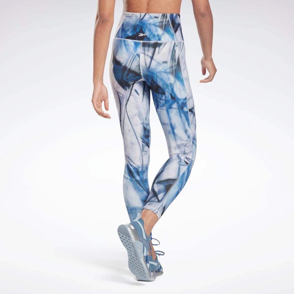 Reebok Lux Bold High-Waisted Liquid Abyss Print Tights Blå | OKX923685