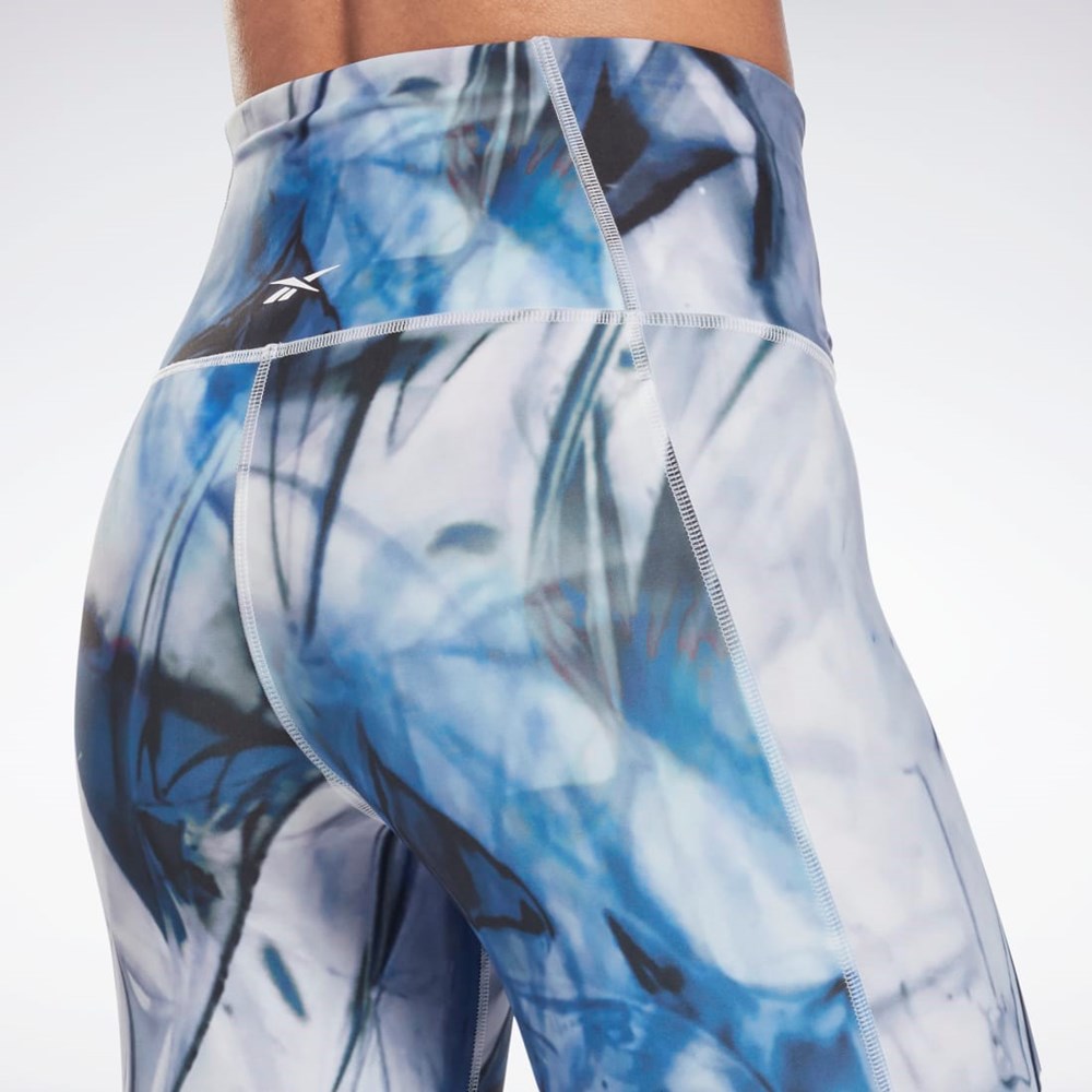 Reebok Lux Bold High-Waisted Liquid Abyss Print Tights Blå | OKX923685