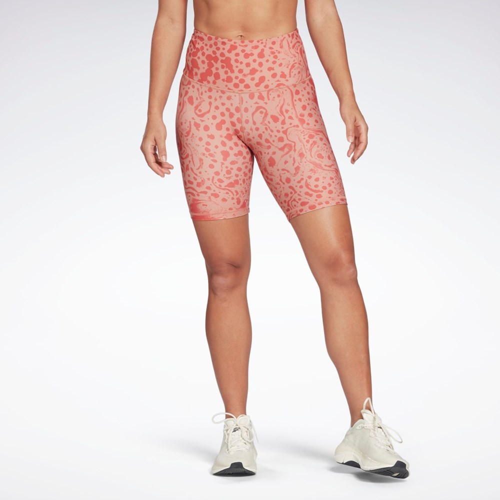 Reebok Lux Bold High-Waisted Modern Safari Print Shorts Koral | KBL385091