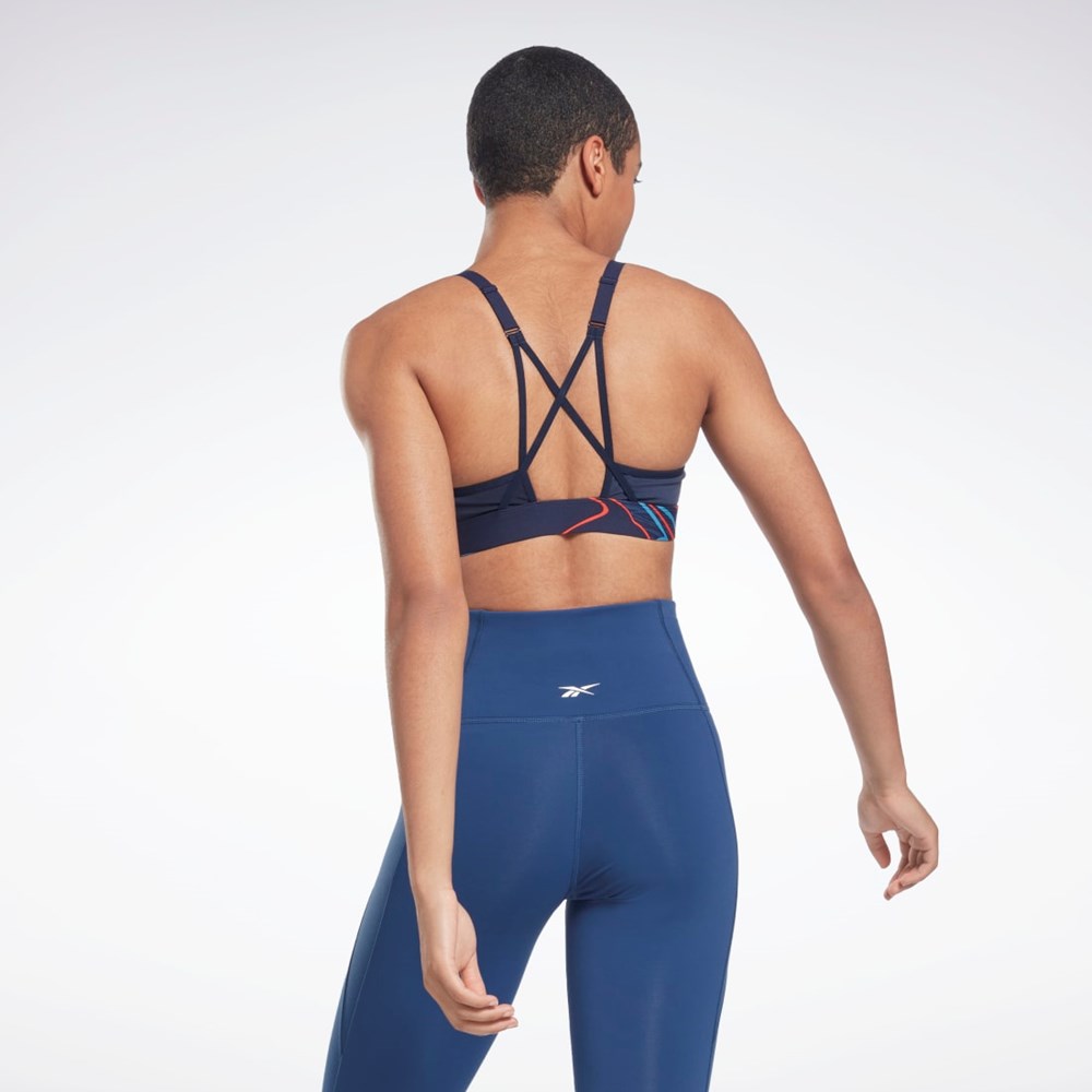 Reebok Lux Strappy Nature Grown Print Sports Bra Mørkeblå | UEL094712