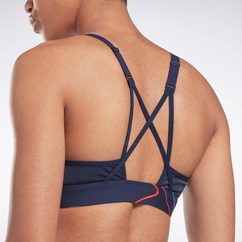 Reebok Lux Strappy Nature Grown Print Sports Bra Mørkeblå | UEL094712