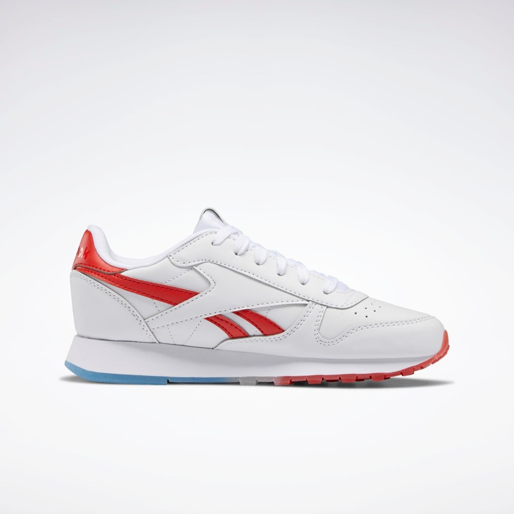 Reebok Popsicle Classic Leather Shoes - Grade School Hvide Blå Rød | YZU069423