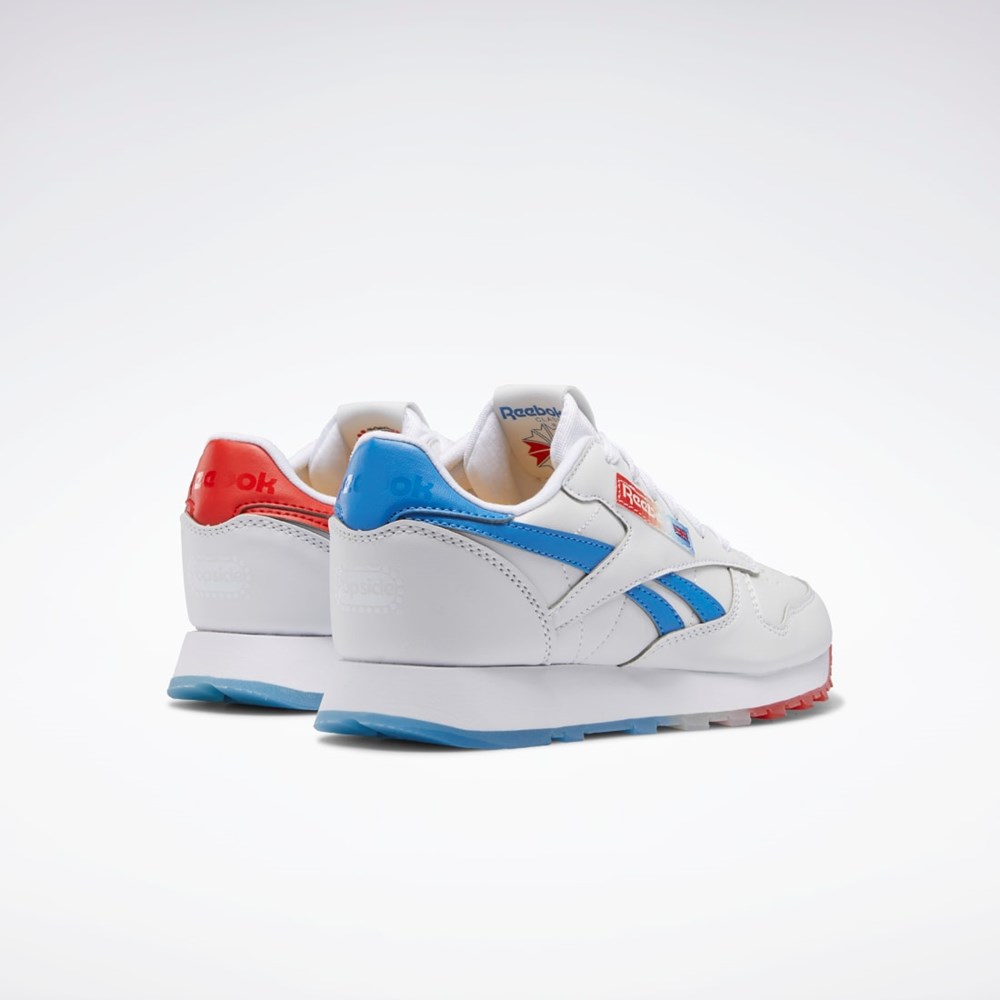 Reebok Popsicle Classic Leather Shoes - Grade School Hvide Blå Rød | YZU069423