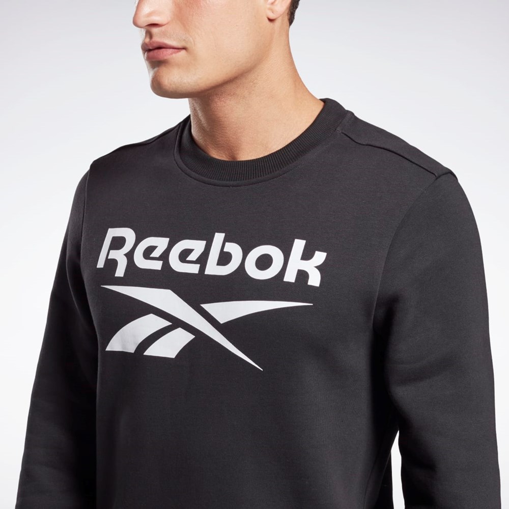 Reebok Reebok Identity Fleece Crew Sweatshirt Sort Hvide | WNC521704