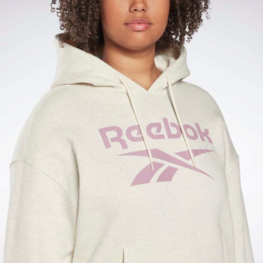 Reebok Reebok Identity Logo Fleece Pullover Hoodie (Plus Size) Hvide | AEV510247