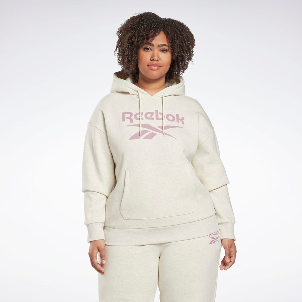 Reebok Reebok Identity Logo Fleece Pullover Hoodie (Plus Size) Hvide | AEV510247