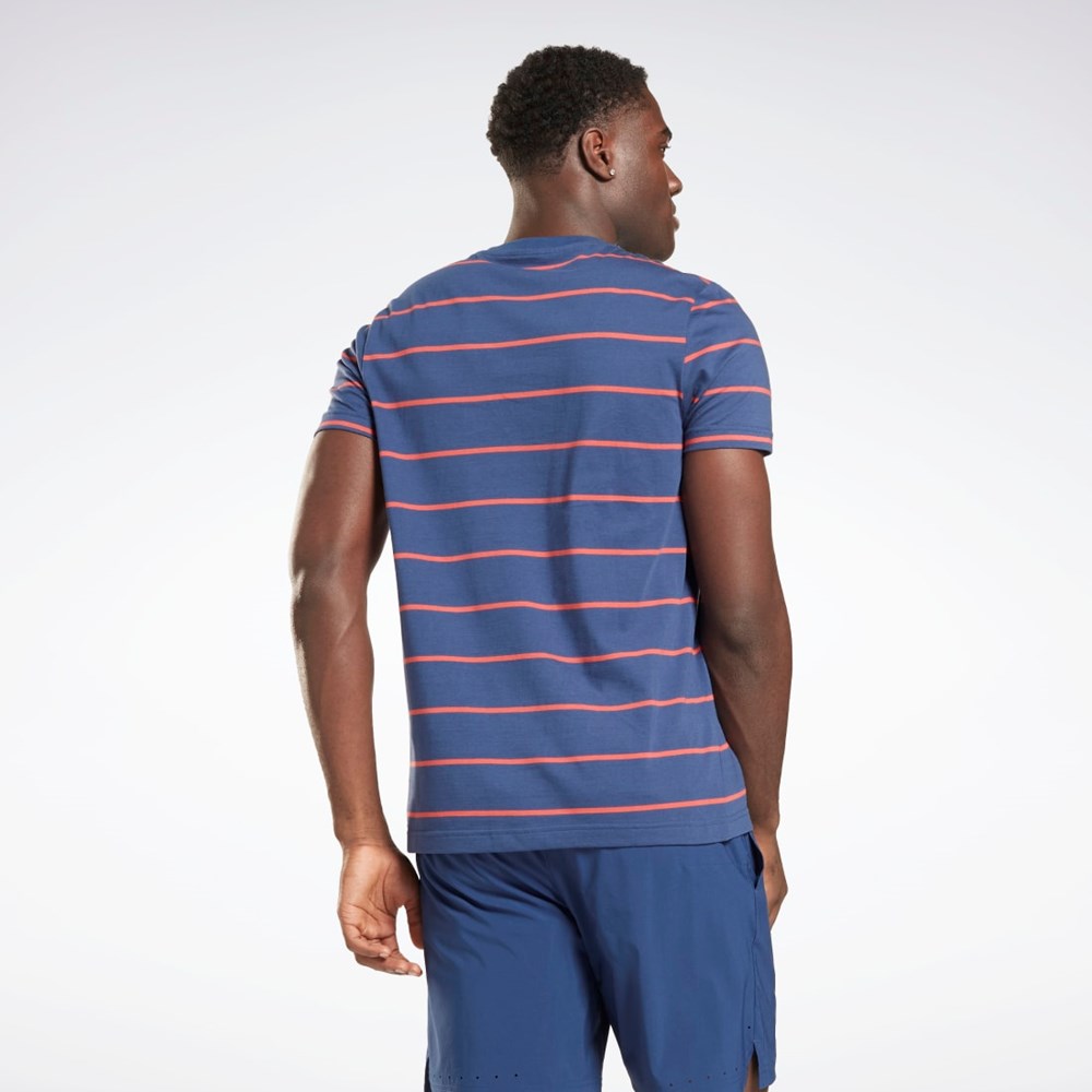 Reebok Stripe T-Shirt Blå | VTJ648935