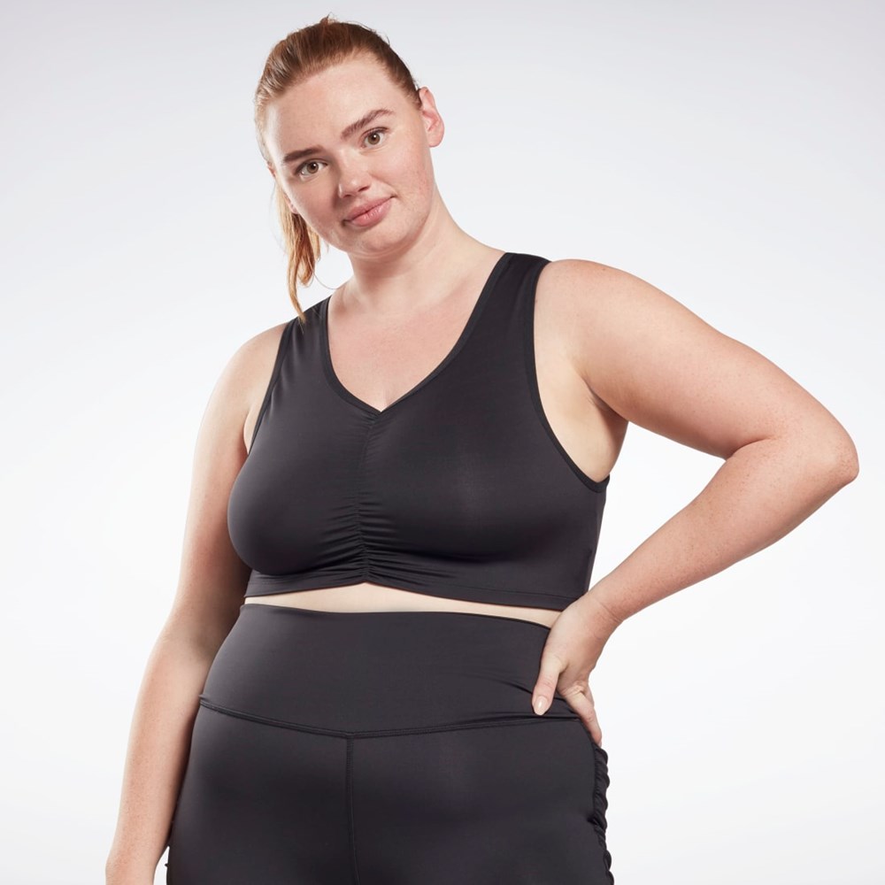 Reebok Studio Ruched Cropped Tank Top (Plus Size) Sort | IKY059146