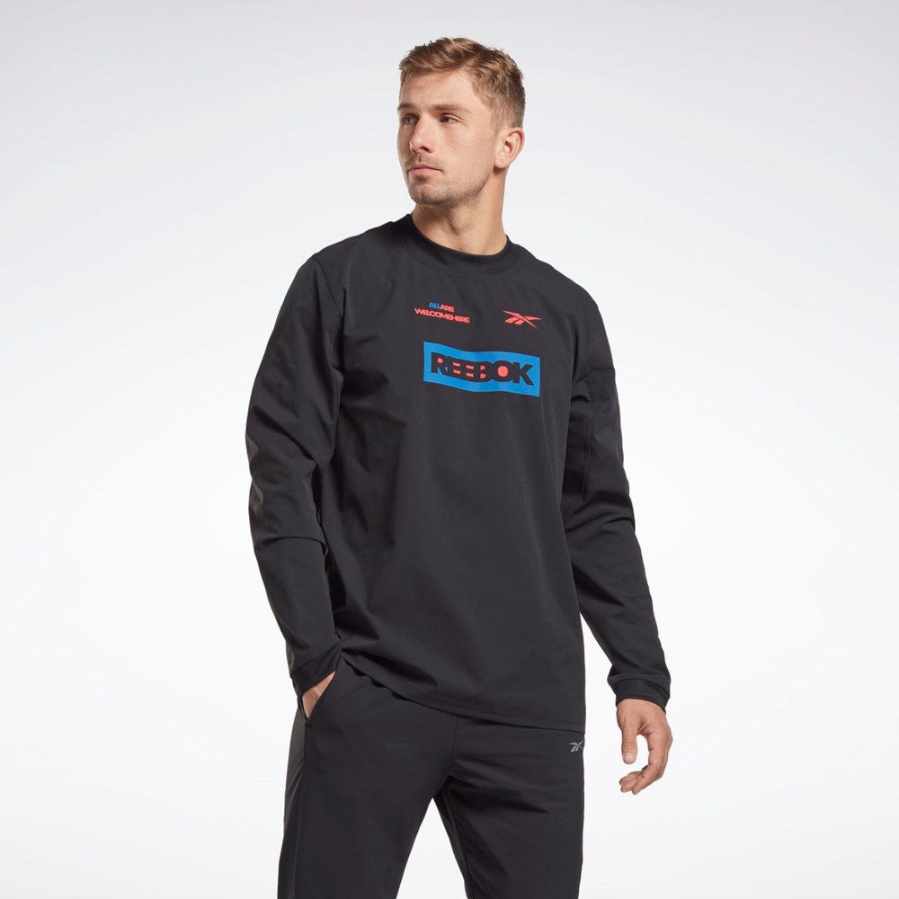 Reebok THERMOWARM+GRAPHENE Long Sleeve Mellemlag T-Shirt Sort | ZQR419506