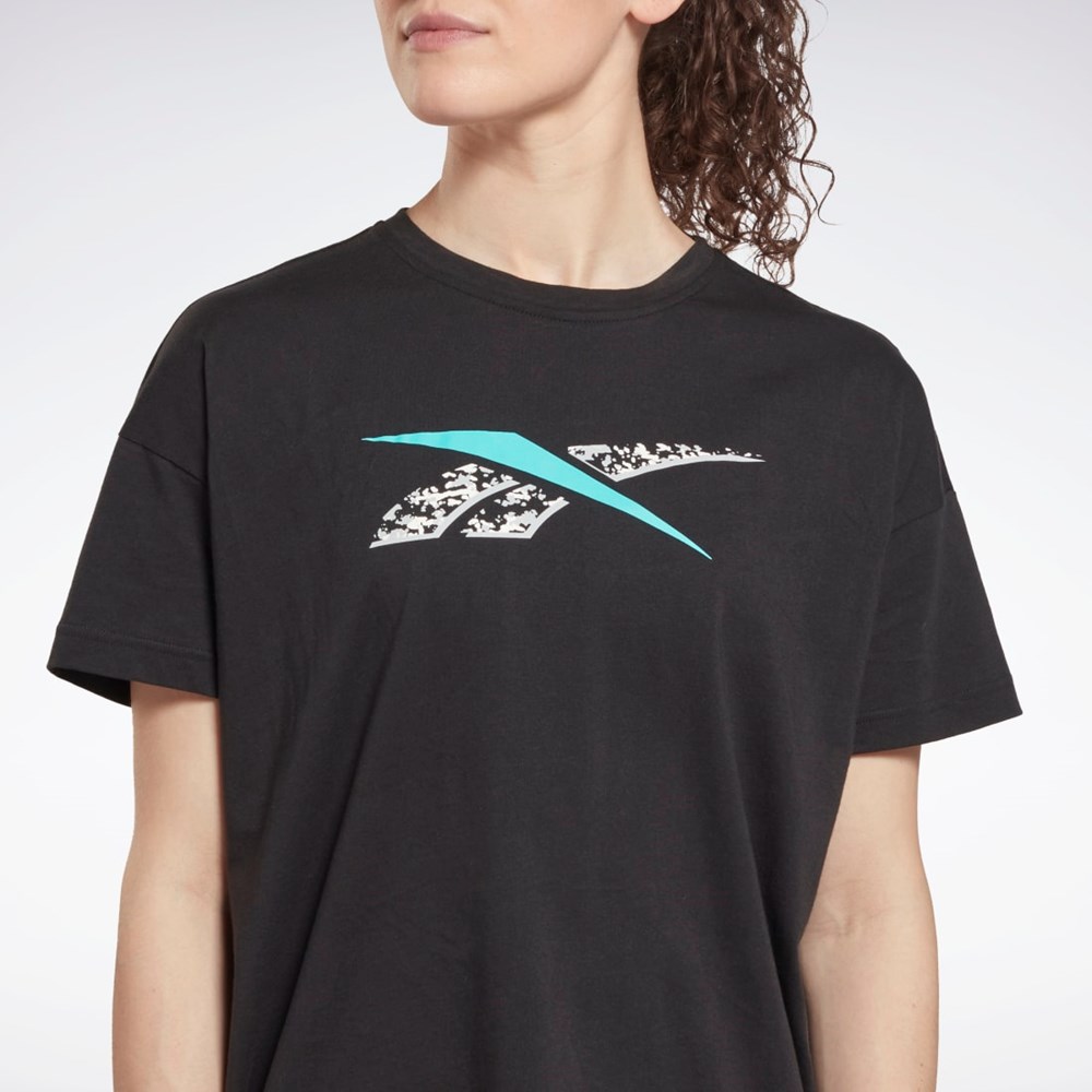 Reebok Trænings Essentials Modern Safari Grafisk Tee Sort | LXV684930