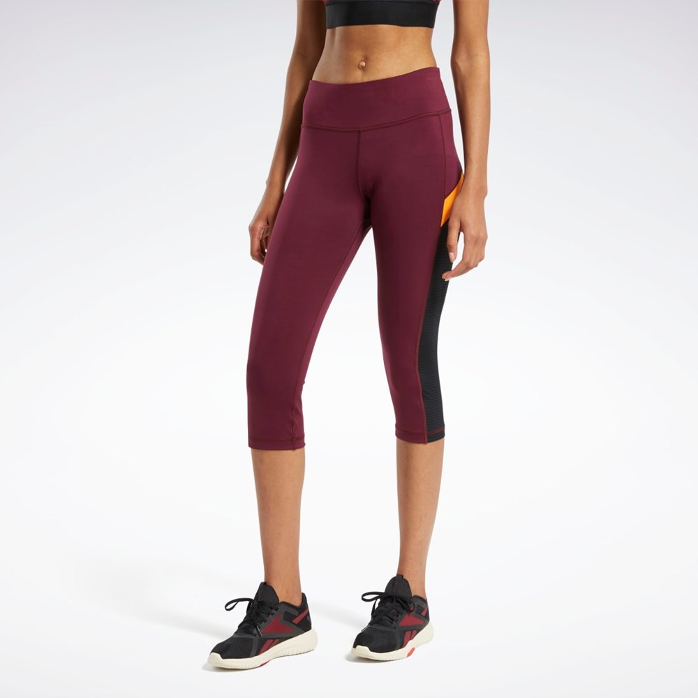 Reebok Workout Ready Mesh Capri Tights Bordeaux | XNL230769