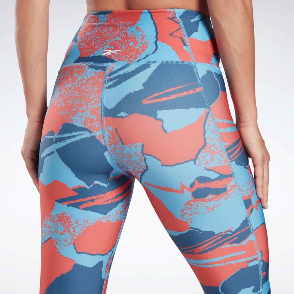 Reebok Workout Ready Printed Leggings Blå | QWF487261