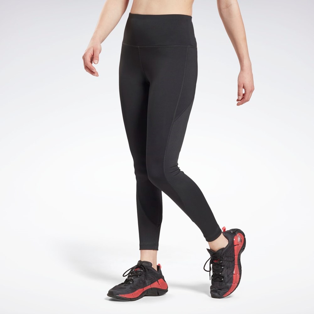 Reebok Workout Ready Rib High-Rise Leggings Sort | XBL021596