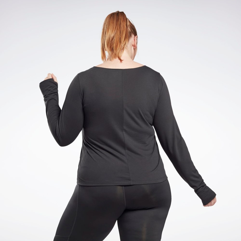 Reebok Workout Ready Supremium Long Sleeve T-Shirt (Plus Size) Sort | IEV746953