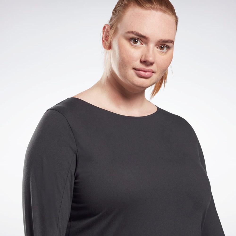 Reebok Workout Ready Supremium Long Sleeve T-Shirt (Plus Size) Sort | IEV746953