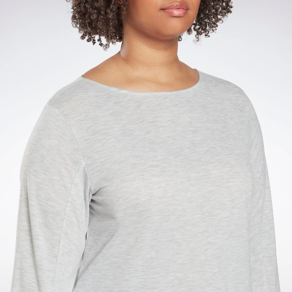 Reebok Workout Ready Supremium Long Sleeve T-Shirt (Plus Size) Lysegrå | NGQ192675