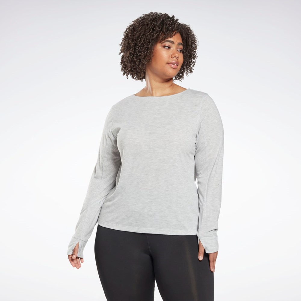 Reebok Workout Ready Supremium Long Sleeve T-Shirt (Plus Size) Lysegrå | NGQ192675