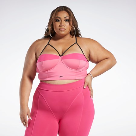 Reebok Cardi B Bralette (Plus Size) Lyserød Lyserød | ICJ985137