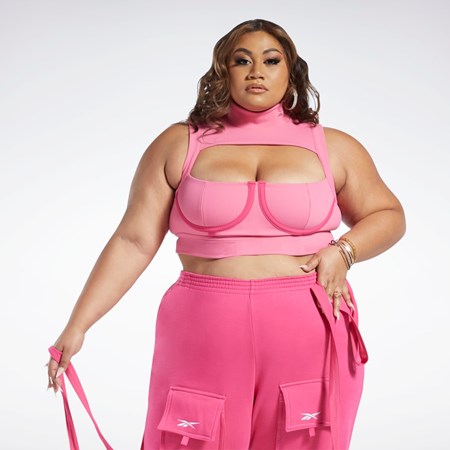 Reebok Cardi B Crop Top (Plus Size) Lyserød Lyserød | MPH845763