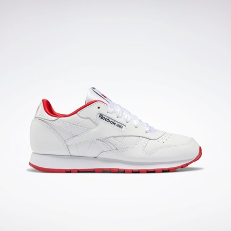 Reebok Classic Leather Shoes - Grade School Hvide Hvide Rød | HMP380749