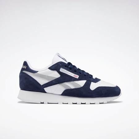 Reebok Classic Leather Shoes Mørkeblå Hvide Grå | JIY671435