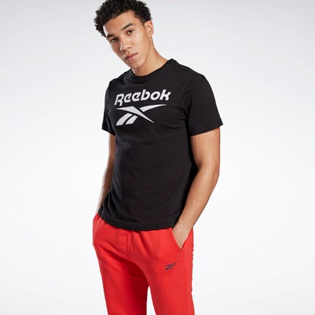 Reebok Grafisk Series Reebok Stacked Tee Sort | BAY596812