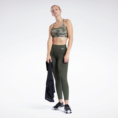 Reebok Lux Mager Páskové Camo Print Sports Bra Grøn | PXZ380512