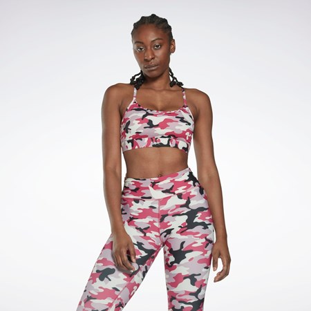 Reebok Lux Mager Páskové Camo Print Sports Bra Lyserød | ZBP078542