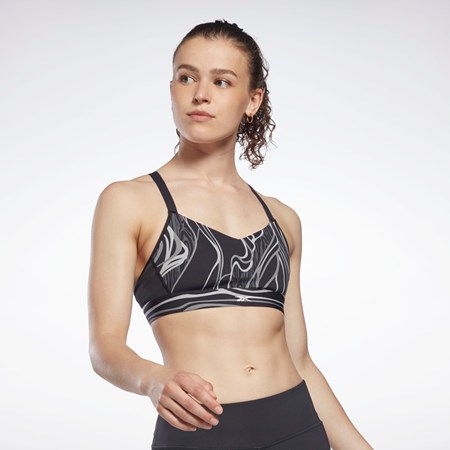 Reebok Lux Strappy Nature Grown Print Sports Bra Sort | ODY812560