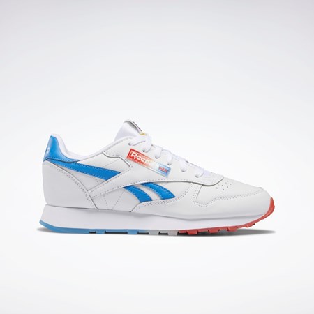 Reebok Popsicle Classic Leather Shoes - Grade School Hvide Blå Rød | YZU069423