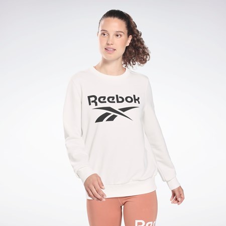 Reebok Reebok Identity Logo French Terry Crew Sweatshirt Hvide Sort | ZCF230495