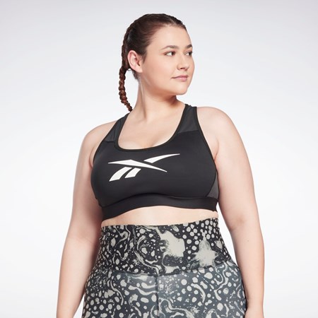 Reebok Reebok Lux Vector Racer Sports Bra (Plus Size) Sort | PLE562904