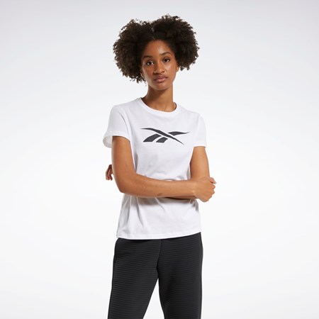 Reebok Trænings Essentials Vector Grafisk Tee Hvide | QRT450718