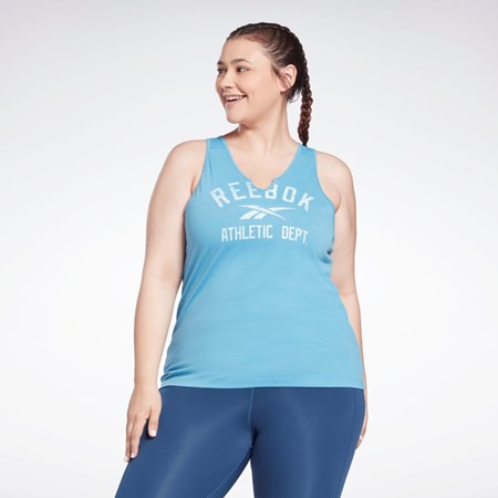 Reebok Workout Ready Supremium Big Logo Tank Top (Plus Size) Blå | KCI813275